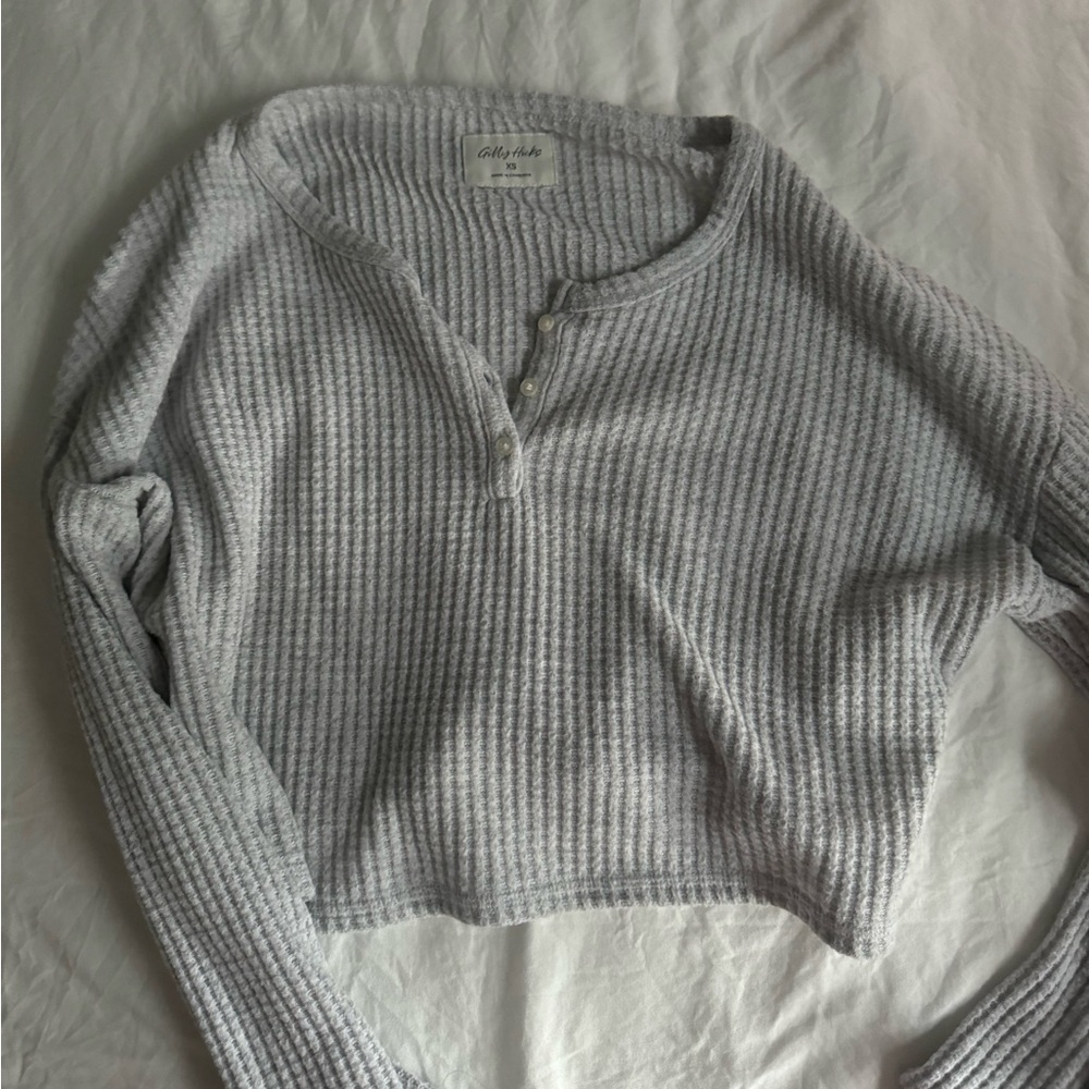 Grey waffle knit top